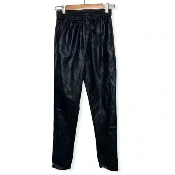 Raga Black Black Faux Leather Harlee High‎ Waisted Trouser With Elastic Waist